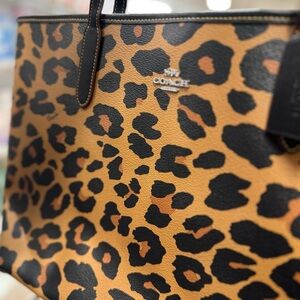 Coach Leo Big City Tote Leopard Print NWT $428 MSRP Large Tote